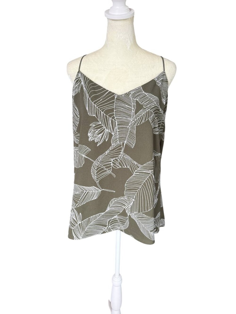 Express sage green reversible palm leaf halter cami top women's size XL